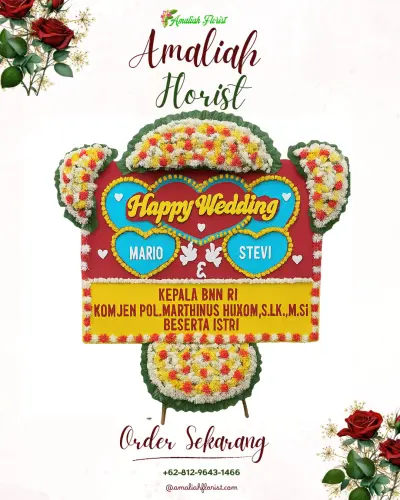 Karangan Papan Bunga Pernikahan di Paket Agung